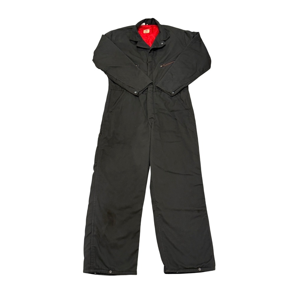 Vintage Big Ben Wrangler Insulated Coveralls Black Red Quilt Lined Mens M Short